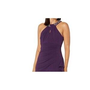 Purple rhinestone studded evening‎ dress
